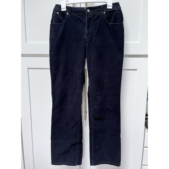 Chico’s Women’s Black Corduroy Pants Sz 1 US Sz 8/10 Straight Leg Pockets - Picture 1 of 6
